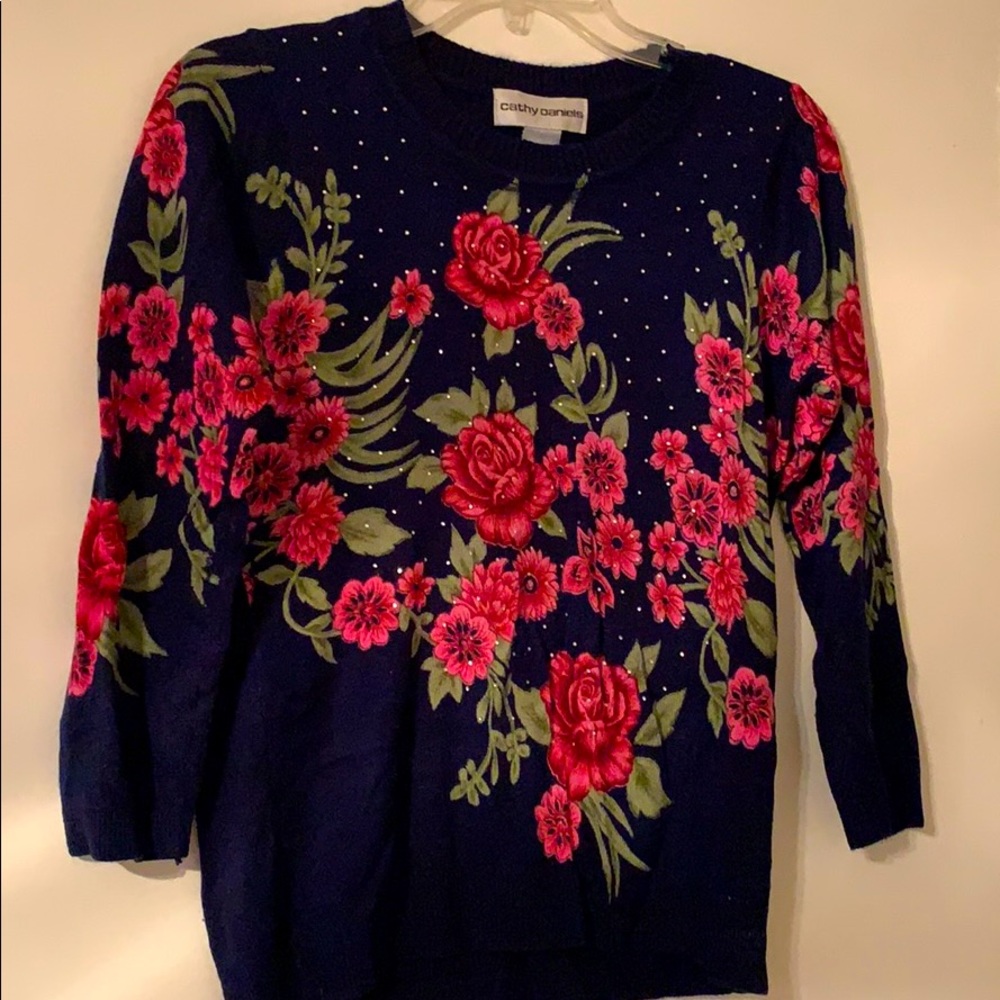 Navy floral sweater